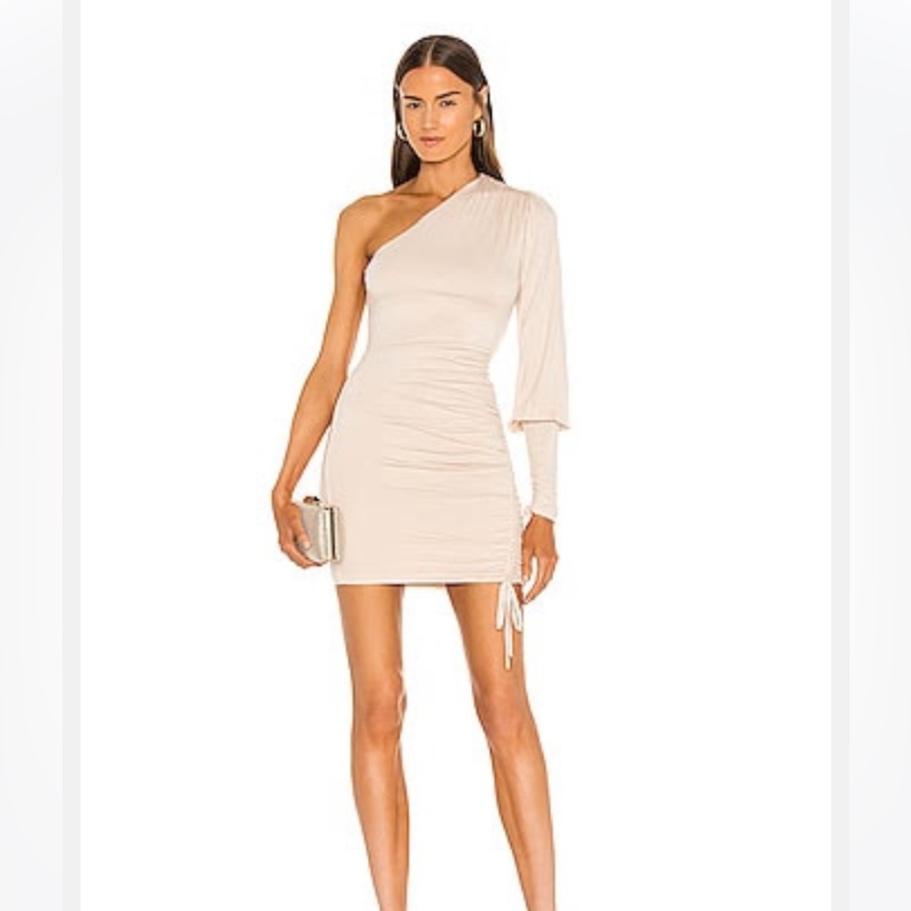 Michael Costello Cream One-Shoulder Dress